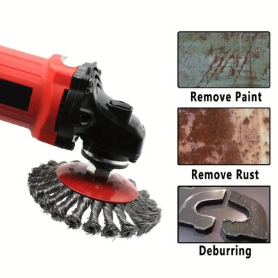 Pack of 4 x 100mm Twist Knot Wire Wheel Brushes for Angle Grinders ...