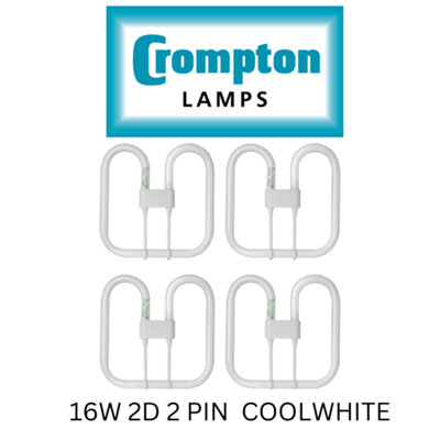 PACK OF 4 X CROMPTON 16W 2D 2 PIN 840 COOL WHITE LIGHT BULBS BUTTERFLY FLUORESCENT GR8
