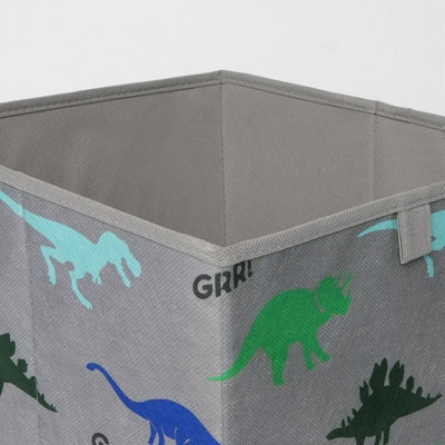 Pack of 4 x Dinosaur Print Cube Storage Boxes - 4