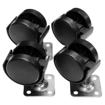 Pack of 4 x PVC Swivel Furniture Castors Wheels - 40 mm Universal Casters Wheels - Non-Marking, Silent