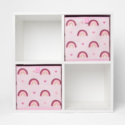 Pack of 4 x Rainbow Print Cube Storage Boxes
