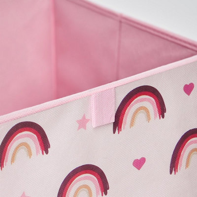 Pack of 4 x Rainbow Print Cube Storage Boxes - 4