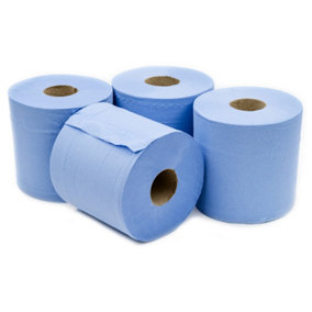 Pack Of 48 Highly Absorbent Blue Embossed 2ply Centre Feed Paper Rolls