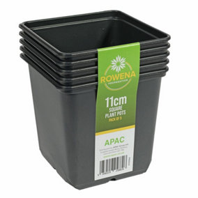 Pack of 5 - 11 cm Square Plastic Seed Plant Pots