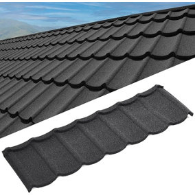 Pack of 5 Asphalt Roof Shingles 2.3 sqm Garden Bitumen Roofing Shingles Shed Roofing Felt Shingles,Jet Black,Tudor Tile