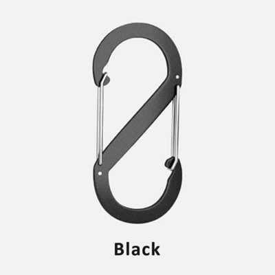 Pack of 5 Carabiner Keyring Clip, S Shape Double Locking Clip Hook, Black
