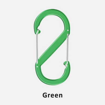 Pack of 5 Carabiner Keyring Clip, S Shape Double Locking Clip Hook, Green