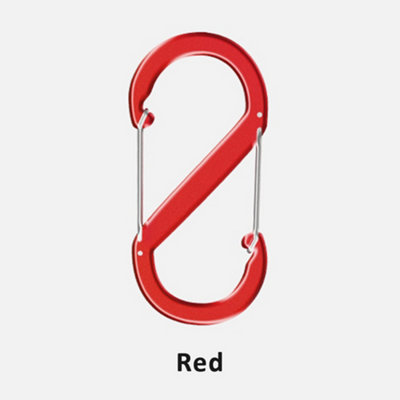 Pack of 5 Carabiner Keyring Clip, S Shape Double Locking Clip Hook, Red