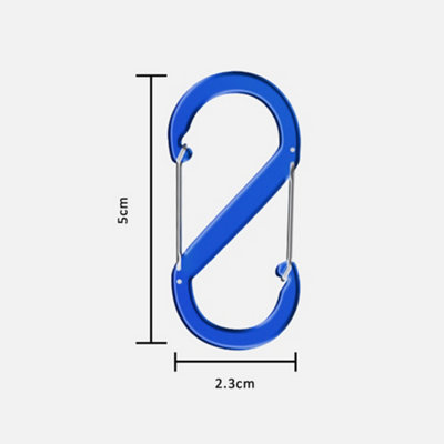 Pack of 5 Carabiner Keyring Clip, S Shape Double Locking Clip Hook, Red