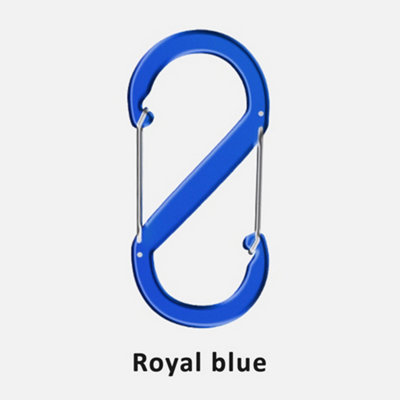 Pack of 5 Carabiner Keyring Clip, S Shape Double Locking Clip Hook, Royal Blue