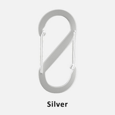 Pack of 5 Carabiner Keyring Clip, S Shape Double Locking Clip Hook, Silver
