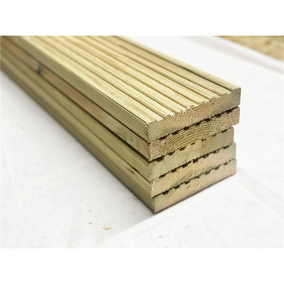 PACK OF 5 - Deluxe Deck Boards - 4.8m Length - Pressure Treated Timber Decking - 32mm x 150mm Timber Decking Boards