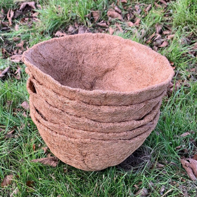 Pack of 5 Round Coco Hanging Basket Planter Liner (25cm) DIY at B&Q