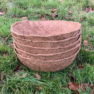 Pack of 5 Round Coco Hanging Basket Planter Liner (35cm) DIY at B&Q