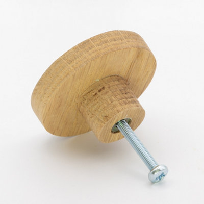 Pack of 5 Round Oak Knobs for Cabinet Doors and Drawer Pulls Dia 50mm