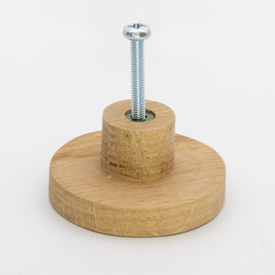 Pack of 5 Round Oak Knobs for Cabinet Doors and Drawer Pulls Dia 50mm