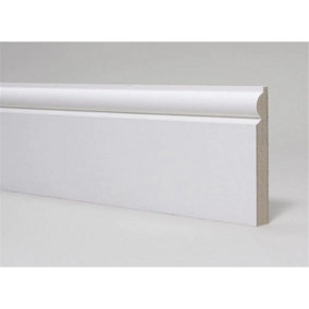 PACK OF 5 (Total 5 Units) - 18mm x 119mm White Primed MDF Torus Skirting Board - 2700mm Length