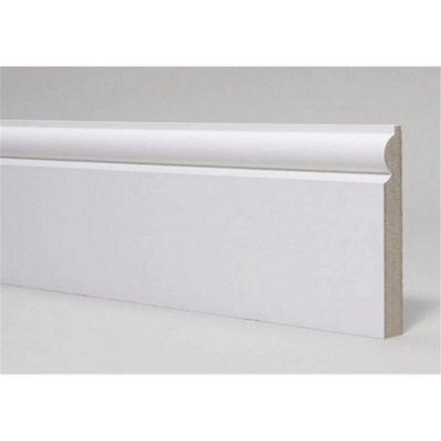 PACK OF 5 (Total 5 Units) - 18mm x 168mm White Primed MDF Torus Skirting Board - 2700mm Length