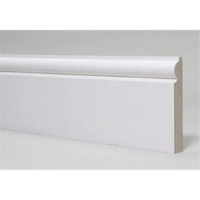 PACK OF 5 (Total 5 Units) - 18mm x 168mm White Primed MDF Torus Skirting Board - 2700mm Length