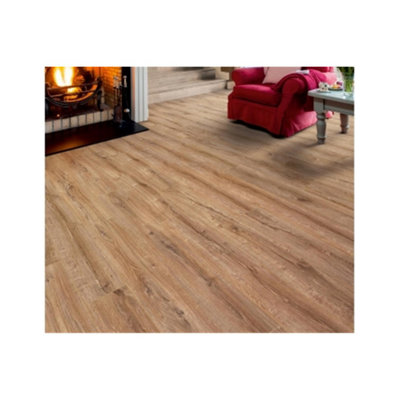 Pack of 5 (Total 5 Units) 8mm Thick Country Oak Laminate Flooring - 1261mm (L) x 192mm (W) - 10.81m2 Coverage