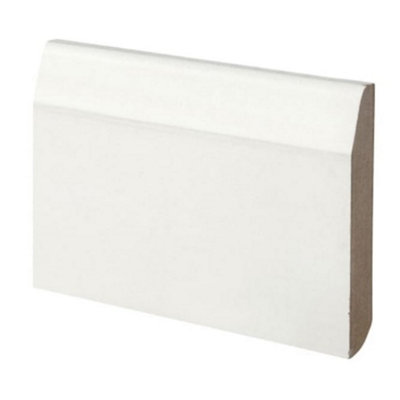 PACK OF 5 (Total 5 Units)  - Dual Purpose Chamfered & Bullnose Primed MDF Skirting- 14.5mm x 94mm - 4200mm Length