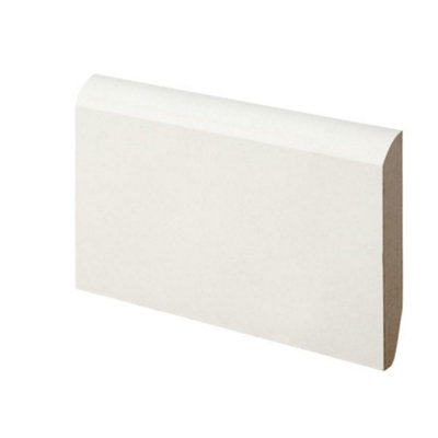 PACK OF 5 (Total 5 Units)  - Dual Purpose Chamfered & Bullnose Primed MDF Skirting- 14.5mm x 94mm - 4200mm Length