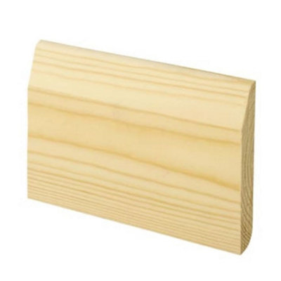 PACK OF 5 (Total 5 Units)  - Dual Purpose Large Round/Chamfered Pine Skirting - 15mm x 95mm - 2400mm Length