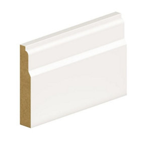 PACK OF 5 (Total 5 Units)  - Lambs Tongue Primed MDF Skirting - 18mm x 119mm - 4200mm Length