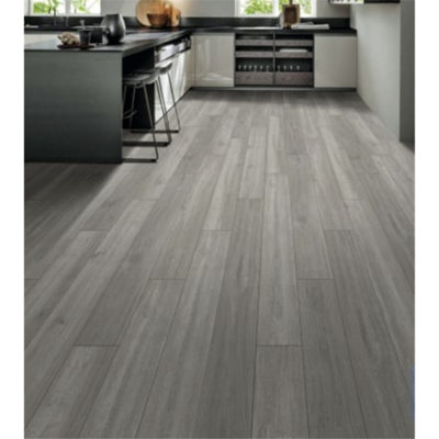 PACK OF 5 (Total 5 Units) - Light Grey Oak 12mm Thick Laminate Flooring (7.4m2 Coverage) - 3