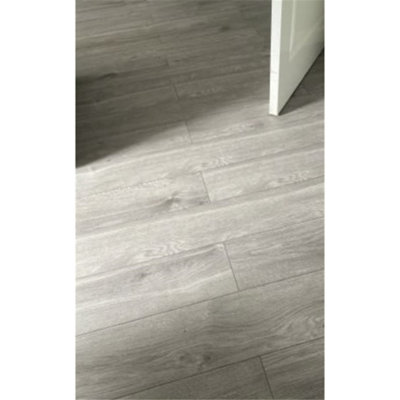 PACK OF 5 (Total 5 Units) - Medium Grey Oak 12mm Thick Laminate Flooring (7.4m2 Coverage) - 3