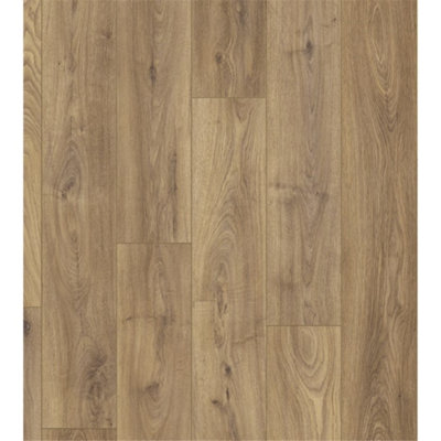 PACK OF 5 (Total 5 Units) - Medium Oak 12mm Thick Laminate Flooring (7.4m2 Coverage)