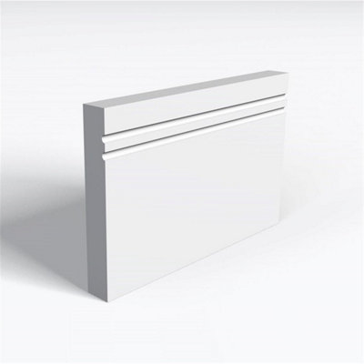 Pack of 5 (Total 5 Units) - Moisture Resistant MDF Primed 2 Drip Skirting Board - 18mm (T) x 94mm (H) x 4200mm (L)