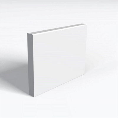 Pack of 5 (Total 5 Units) - Moisture Resistant MDF Primed 2mm Chamfered Skirting Board - 25mm(T) x 94mm(H) x 4200mm(L)