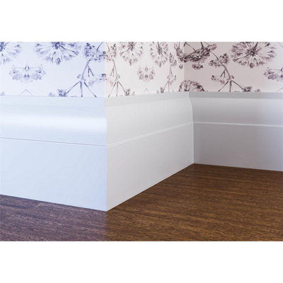 Pack of 5 (Total 5 Units) - Moisture Resistant MDF Primed Big Ovolo Skirting Board & Rebate - 25mm (T) x 94mm (H) x 4200mm (L)