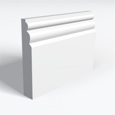 Pack of 5 (Total 5 Units) - Moisture Resistant MDF Primed Larches Skirting Board - 18mm (T) x 94mm (H) x 4200mm (L)
