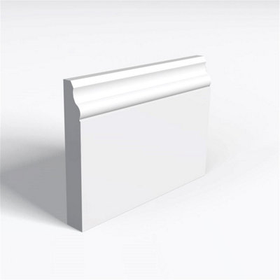 Pack of 5 (Total 5 Units) - Moisture Resistant MDF Primed Ogee 29 Skirting Board & Rebate - 18mm (T) x 94mm (H) x 4200mm (L)