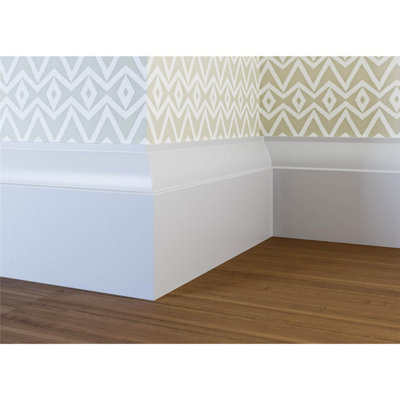 Pack of 5 (Total 5 Units) - Moisture Resistant MDF Primed Ovolo Small Skirting Board - 18mm (T) x 94mm (H) x 4200mm (L)