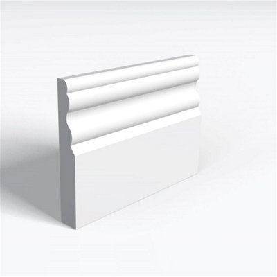 Pack of 5 (Total 5 Units) - Moisture Resistant MDF Primed Regency D Skirting Board - 18mm (T) x 94mm (H) x 3050mm (L)