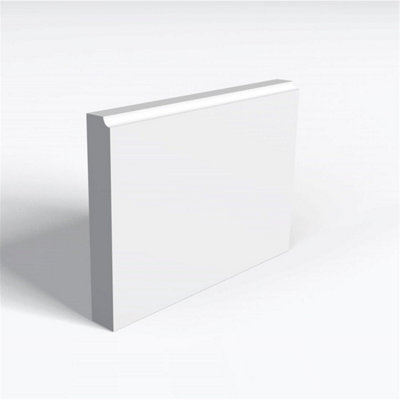 Pack of 5 (Total 5 Units) - Moisture Resistant MDF Primed Scotia 5mm Skirting Board & Rebate - 25mm (T) x 94mm (H) x 3050mm (L)
