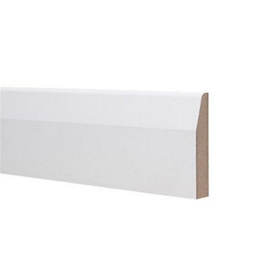 Pack of 5 (Total 5 Units) - Moisture Resistant MDF Primed Skirting - Chamfered & Rounded - 18mm (W) x 94mm (H) - 4400mm (L)