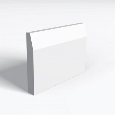 Pack of 5 (Total 5 Units) - Moisture Resistant MDF Primed Splay Skirting Board & Rebate - 18mm (T) x 69mm (H) x 3050mm (L)