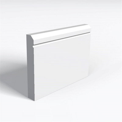 Pack of 5 (Total 5 Units) - MR MDF Primed Chamfered 1 Drip Skirting Board & Rebate - 18mm(T) x 94mm(H) x 3050mm(L)