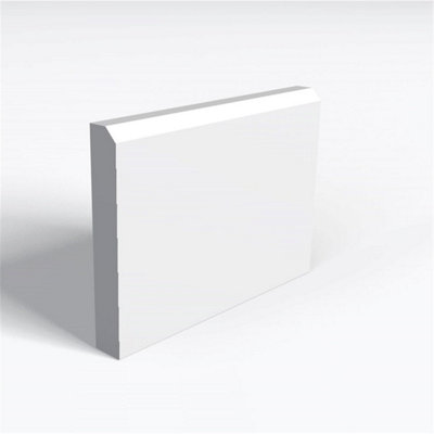 Pack of 5 (Total 5 Units) - MR MDF Primed Chamfered Skirting Board - 15mm (T) x 119mm (H) x 3050mm (L)