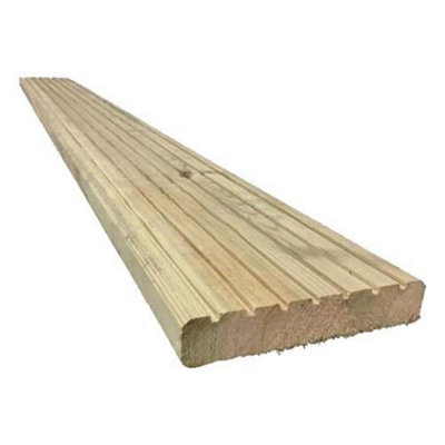 Pack of 5 (Total 5 Units) - Premium Ascot Castellated / Smooth Treated Decking - 150m (W) x 32mm (H) x 3600mm (L)