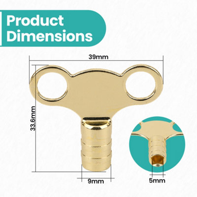 Pack of 5 Universal Radiator Keys, Heavy Duty Valve Clock Key