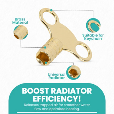 Pack of 5 Universal Radiator Keys, Heavy Duty Valve Clock Key