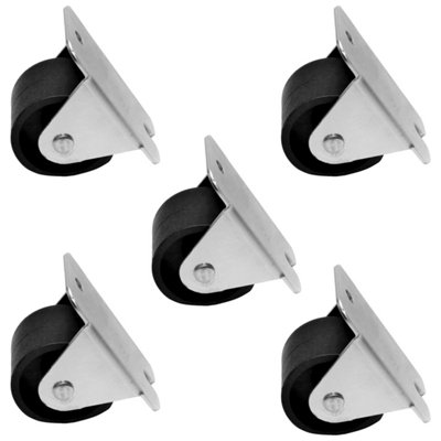 Pack of 5 x Heavy Duty PVC Furniture Castor Wheels 33mm - Durable Furniture Caster Wheels - Easy Install, Carpet-Friendly