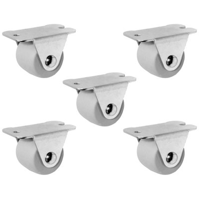 Pack of 5 x Heavy Duty Rubber Furniture Castor Wheels 33mm - Durable Furniture Caster Wheels - Easy Install, Carpet-Friendly