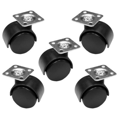 Pack of 5 x PVC Swivel Furniture Castors Wheels - 50 mm Universal Casters Wheels - Non-Marking, Silent
