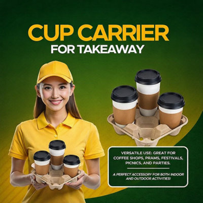 Pack of 50 4 cup tray holders for hot and cold drinks durable cup ...